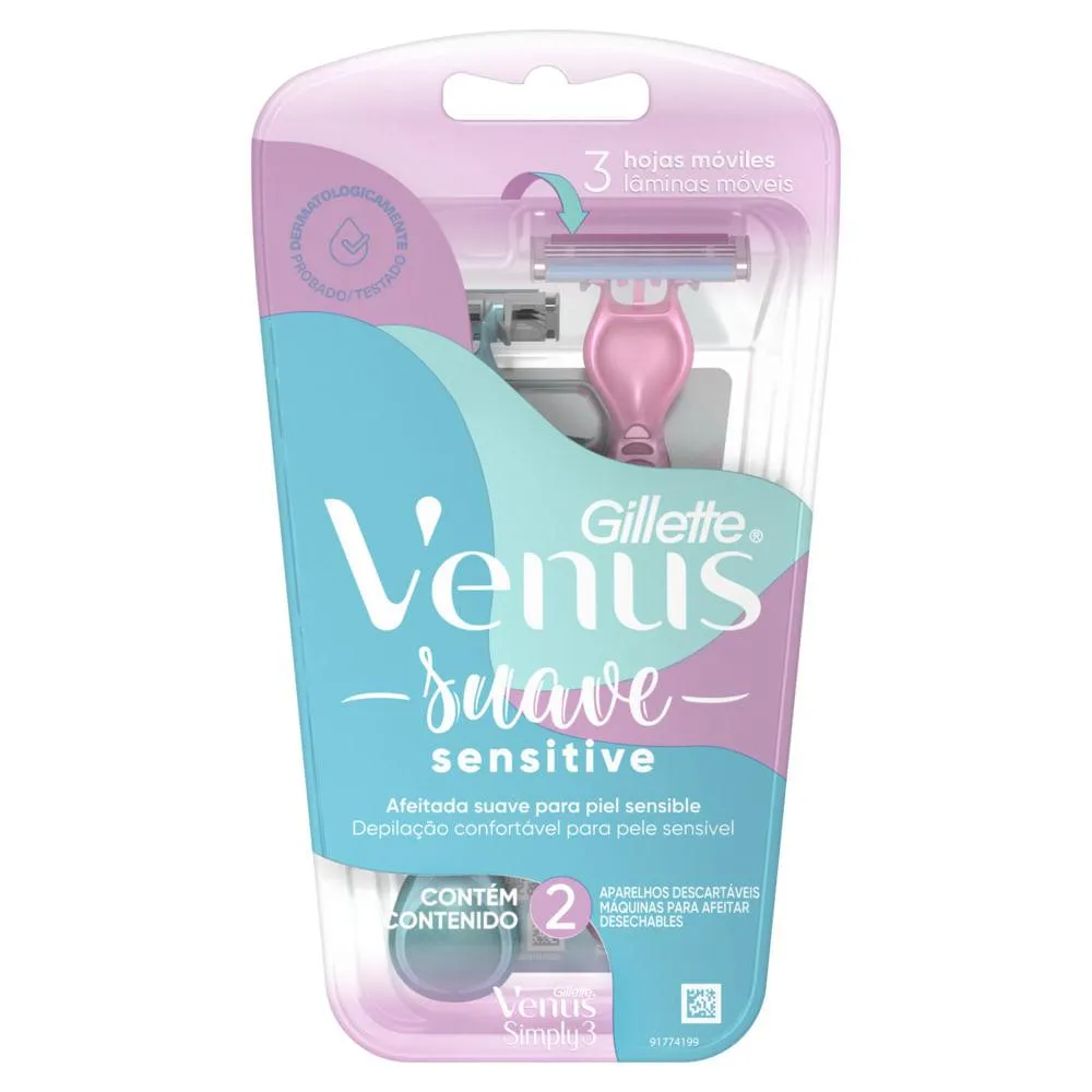 Aparelho de Depilar Gillette Venus Suave Sensitive 2 Un