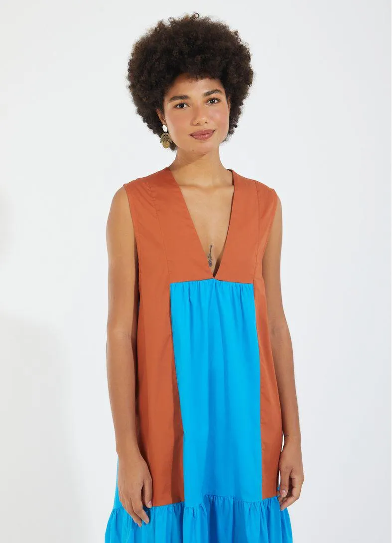 Vestido algodão color blocking