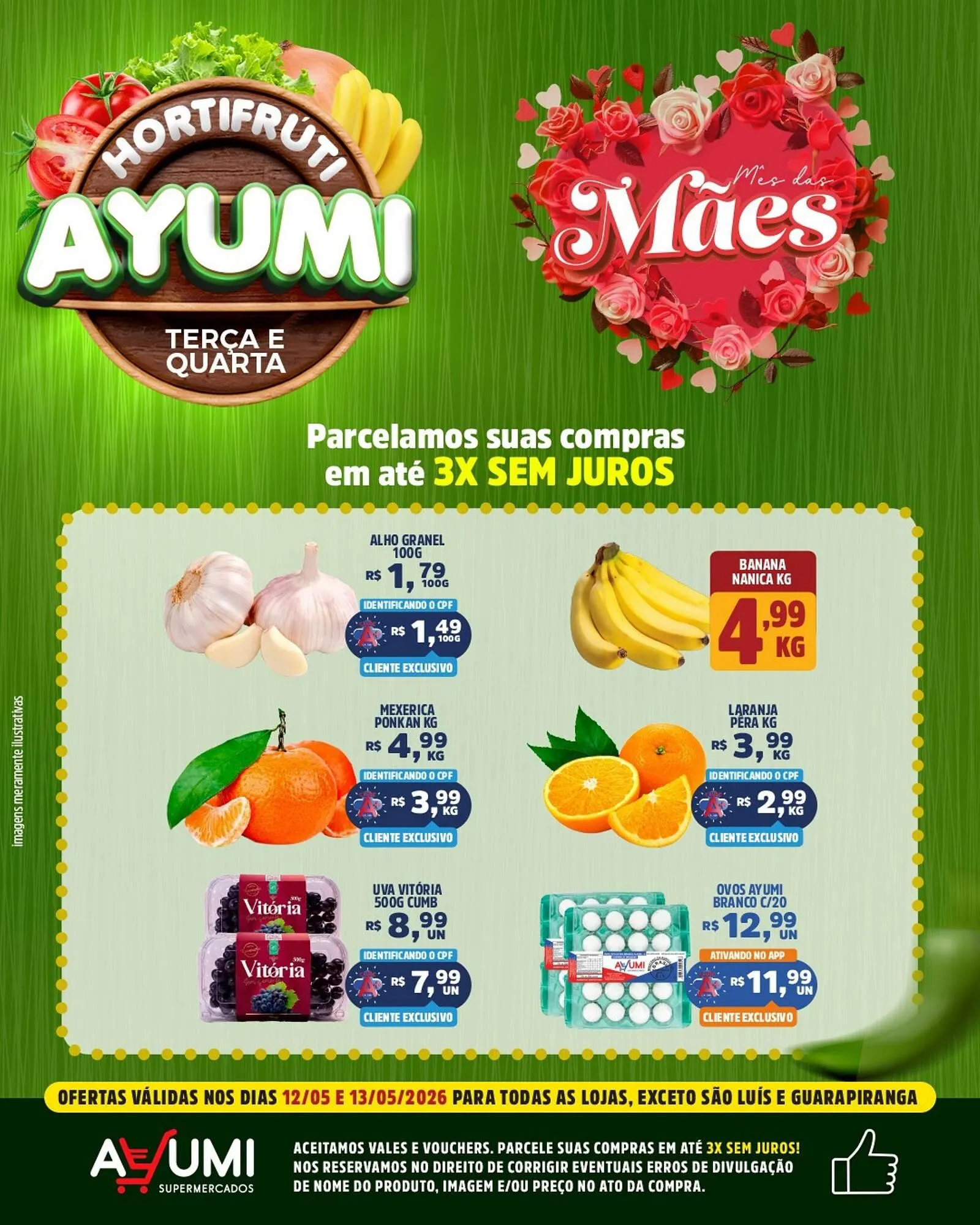 Encarte de Folheto Ayumi Supermercados 12 de maio até 13 de maio 2026 - Pagina 1