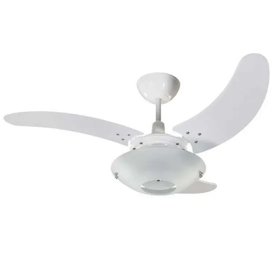 Ventilador de Teto Tron Clean - Lustre em Vidro Fosco - Branco