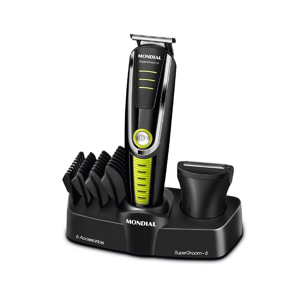 Aparador de Pelos Supergroom BG04 Preto/Verde 6W Bivolt 7641001 - Mondial