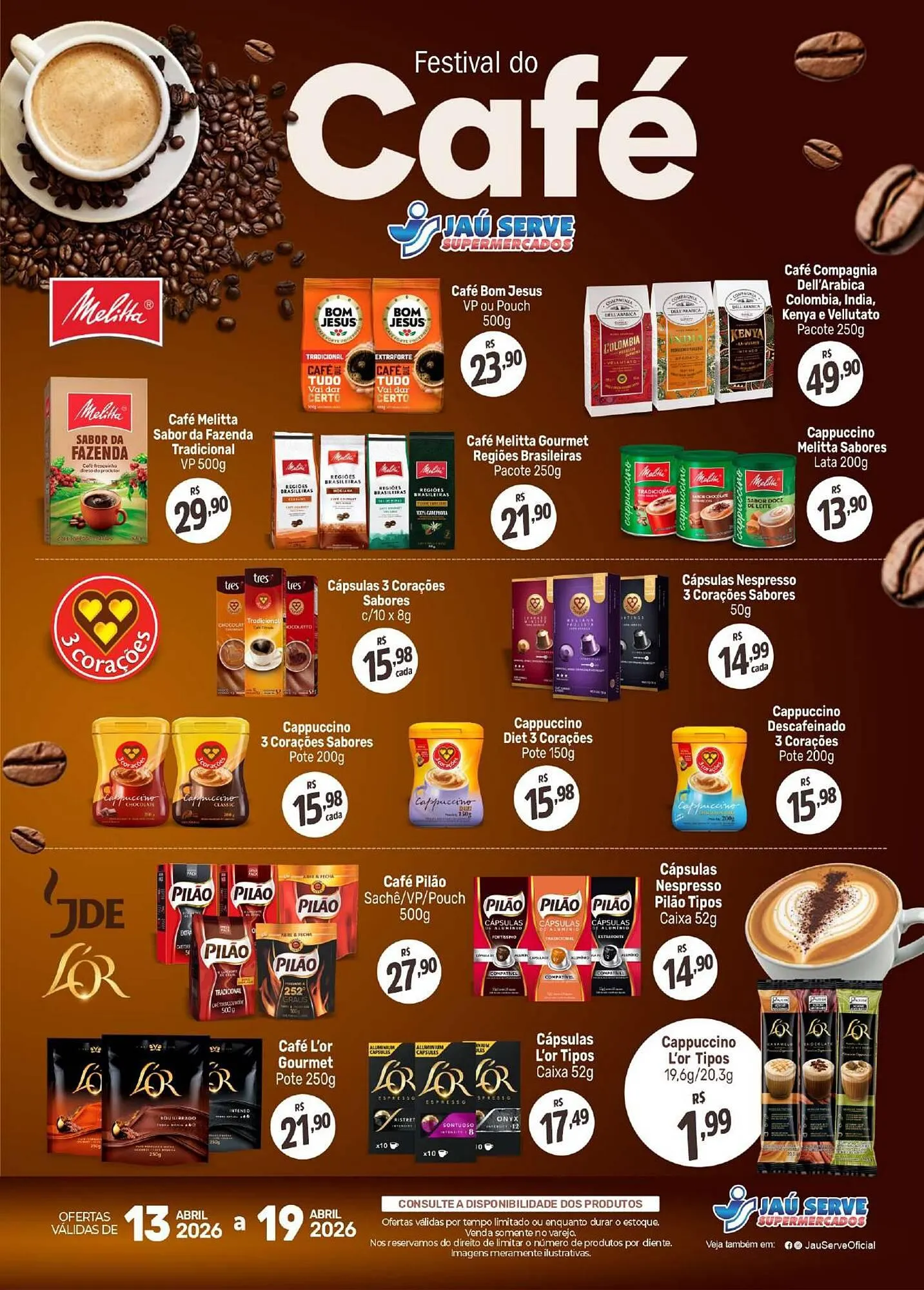 Encarte de Catálogo Supermercados Jau Serve 15 de abril até 19 de abril 2026 - Pagina 1