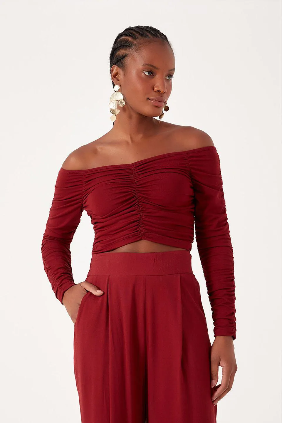 Blusa Franzida Manga Longa