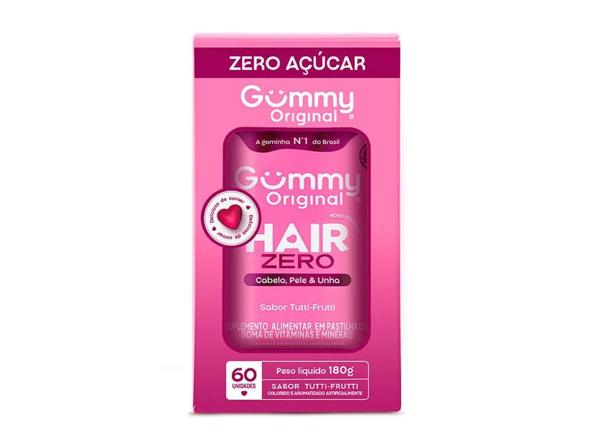 Suplemento Alimentar Gummy Hair Zero Cabelos & Unhas Sabor Tutti-Frutti 60 Gomas