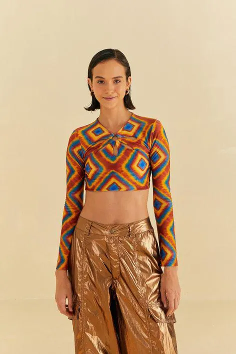 Cropped Manga Longa Tie Dye Riscadinho