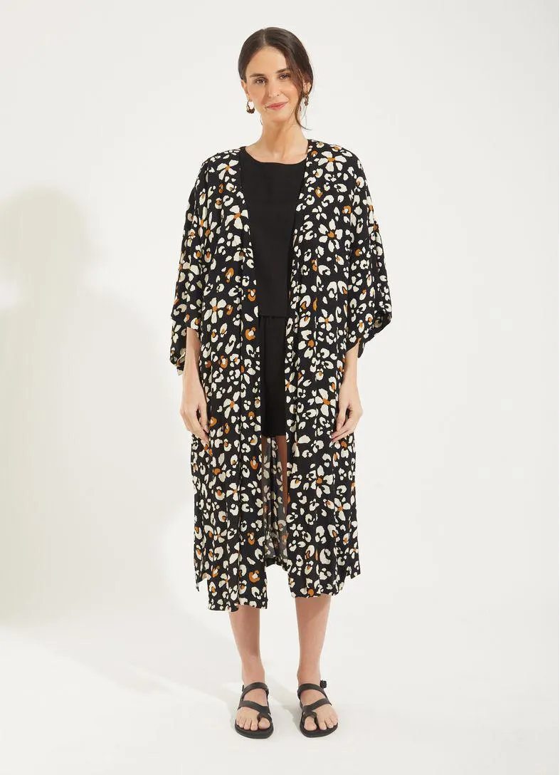 Kimono estampado oncinha floral