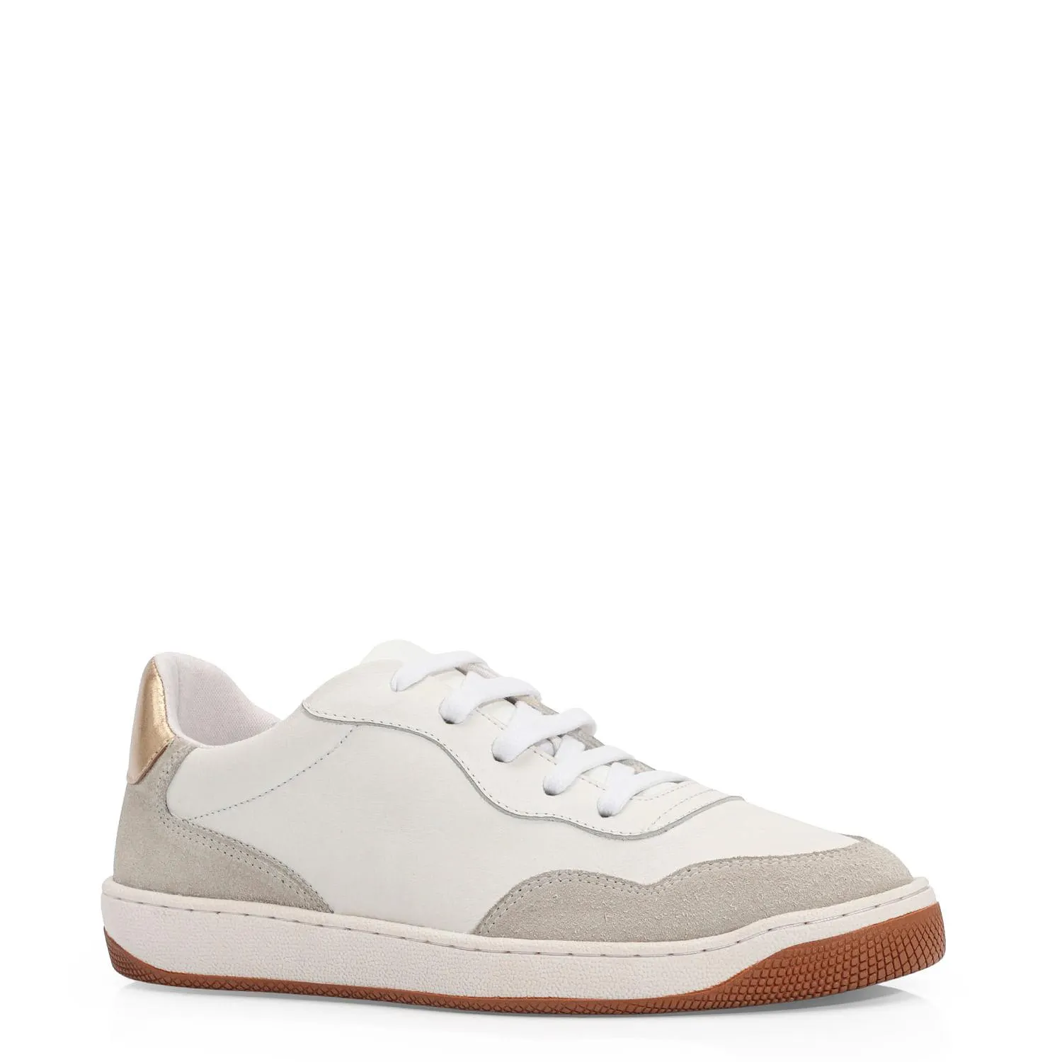 Tênis Couro Branco/Camurça Cinza