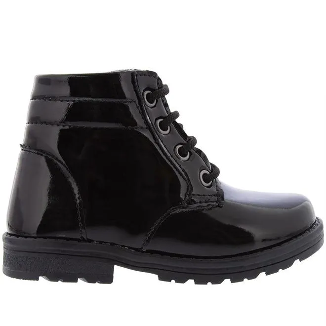 Bota Coturno Infantil Gabrielinha Pespontos Verniz Preto