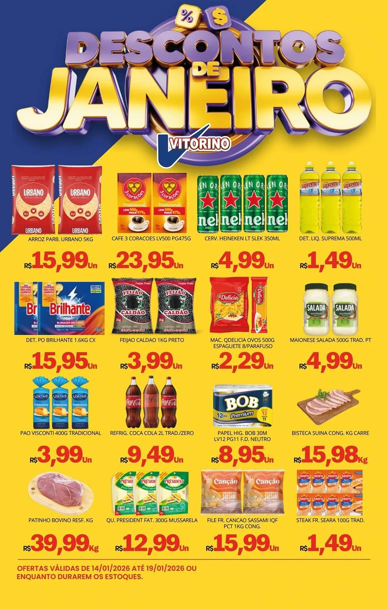 Encarte de Catálogo Supermercado Vitorino 15 de janeiro até 19 de janeiro 2026 - Pagina 1