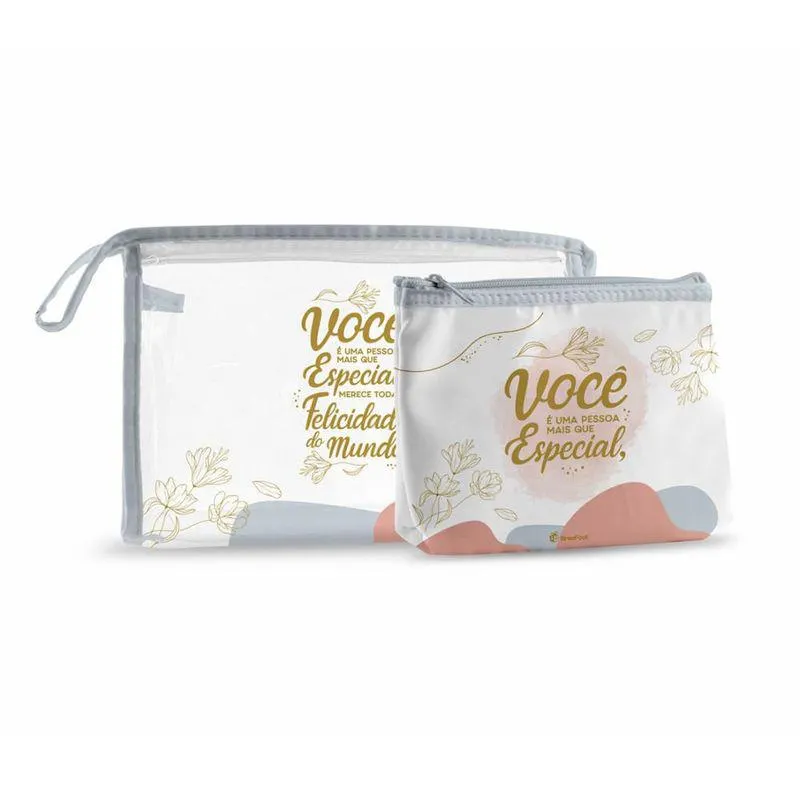 Necessaire Plástico Estampa Pessoa Mais Que Especial 2 Peças - Brasfoot