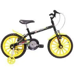 Bicicleta Infantil Track Bikes Dino - Aro 16, Aço Carbono - Preto/Amarelo