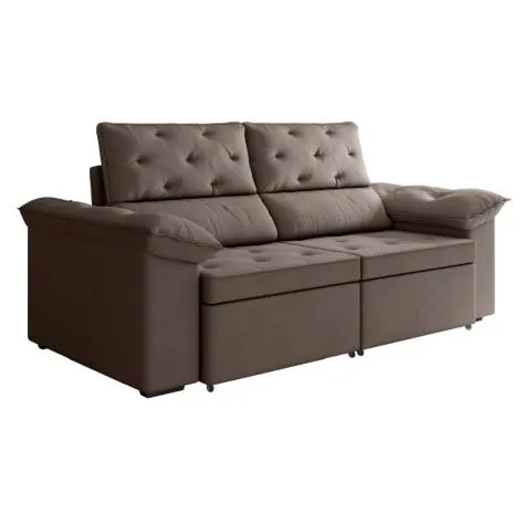 Sofá Retrátil 2 Lugares Inglaterra Suede Marrom