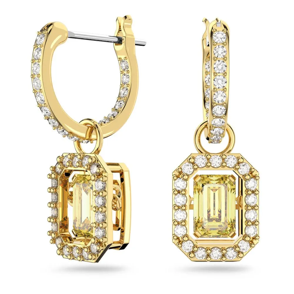 Brincos compridos Millenia, Lapidação octogonal, Amarelo, Banhado a dourado