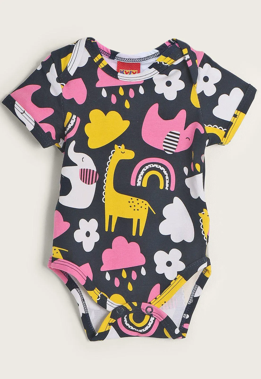 Body Bebê Kyly Bichos Azul-Marinho