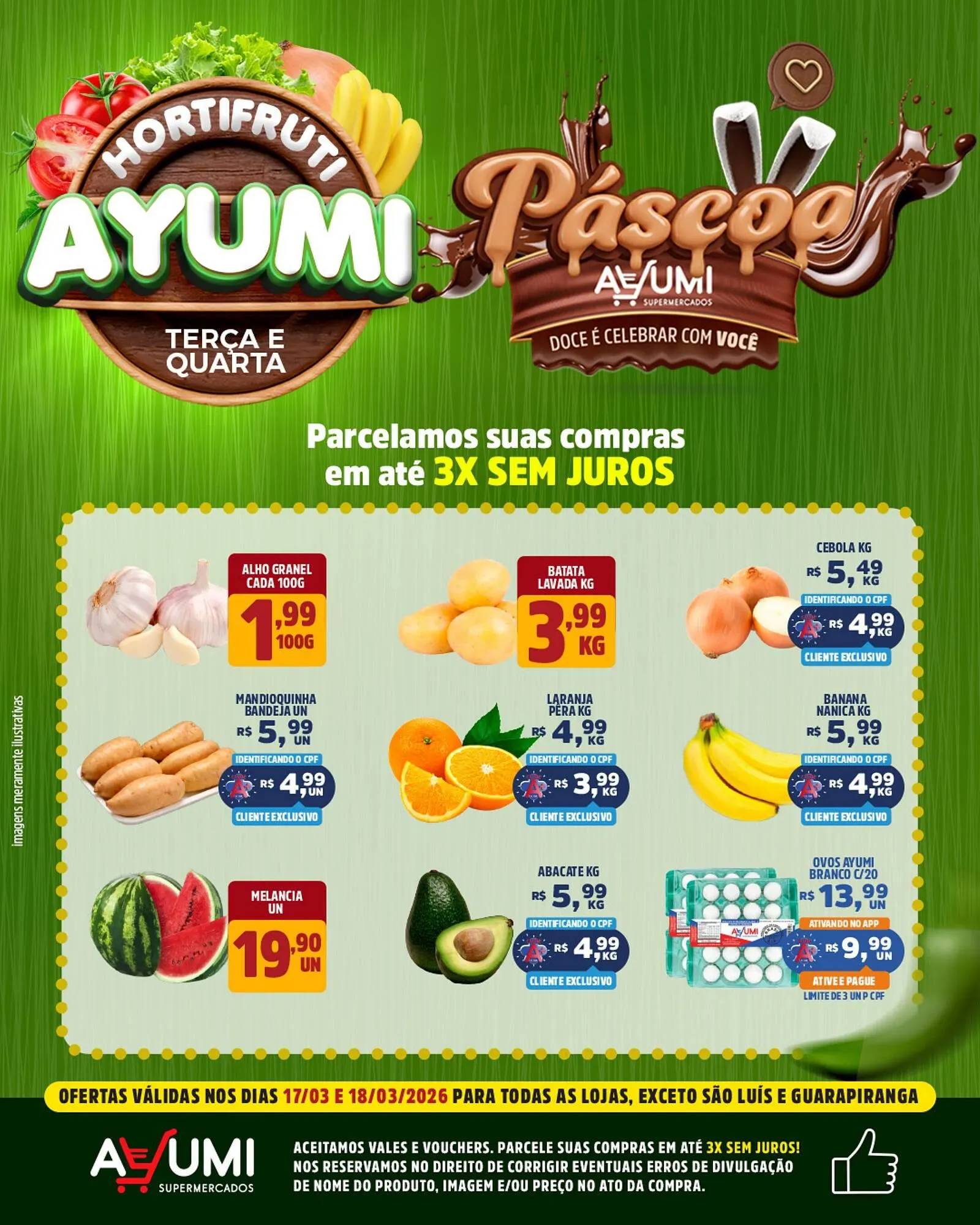 Encarte de Folheto Ayumi Supermercados 17 de março até 18 de março 2026 - Pagina 1