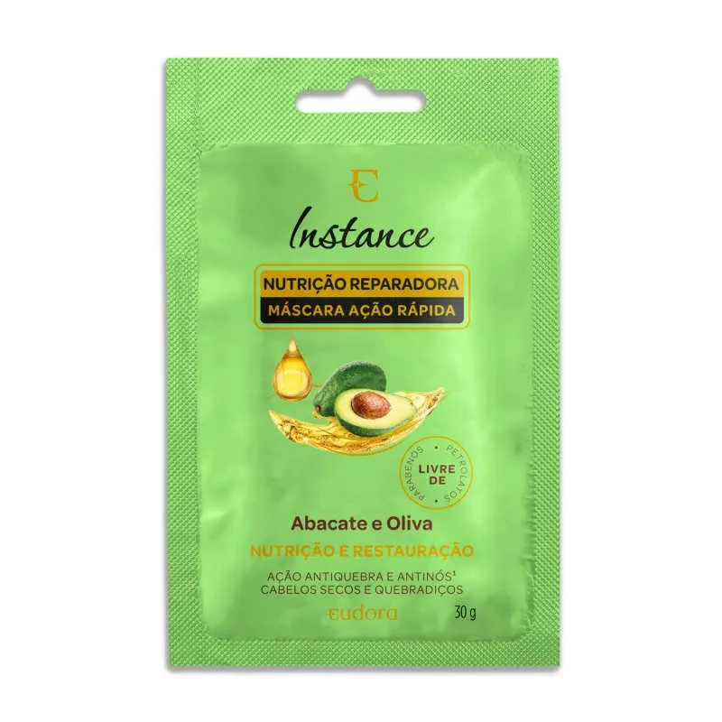 Sachê Máscara Capilar Nutrição Reparadora Instance Abacate e Oliva 30g