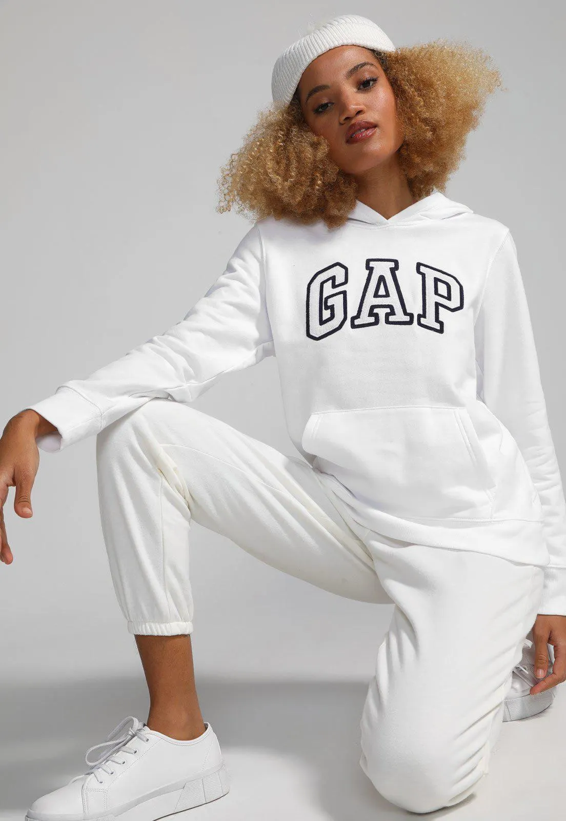 Blusa de Moletom Flanelada Fechada GAP Capuz Branca