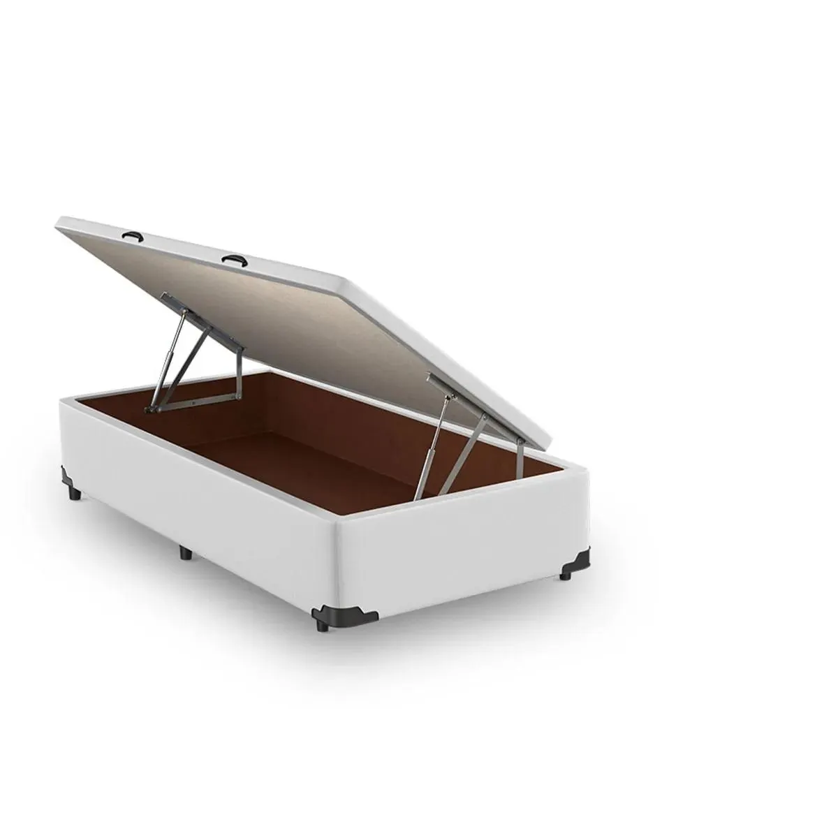 BASE CAMA BOX COM BAÚ ABERTURA LATERAL KORANO BRANCO