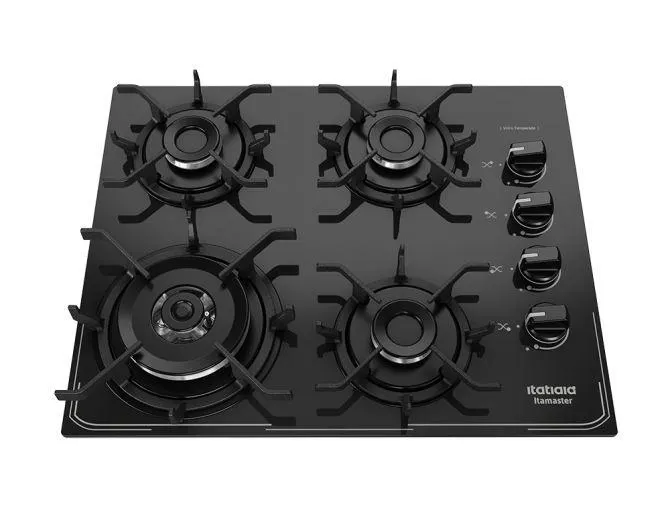 Cooktop Itatiaia Itamaster - 4 Bocas, Tripla Chama, Acendimento Super Automático - Preto