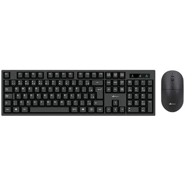 Teclado e Mouse sem Fio, Wireless, Padrão ABNT2, Preto, KMW100, App-Tech - CX 1 UN