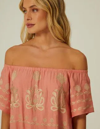 Vestido Grécia Bordado Ouro