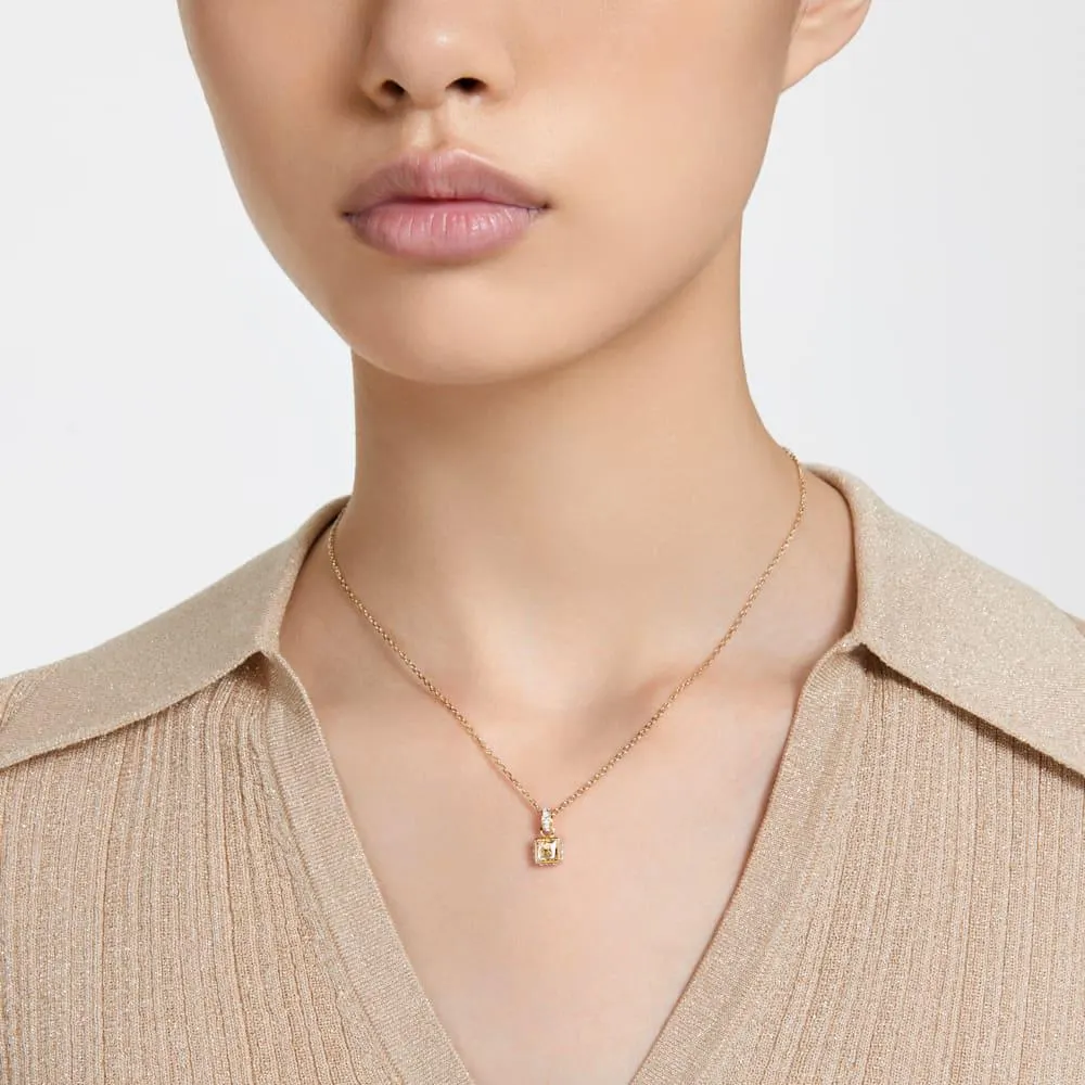 Pingente Stilla, Lapidação quadrada, Amarelo, Lacado a dourado