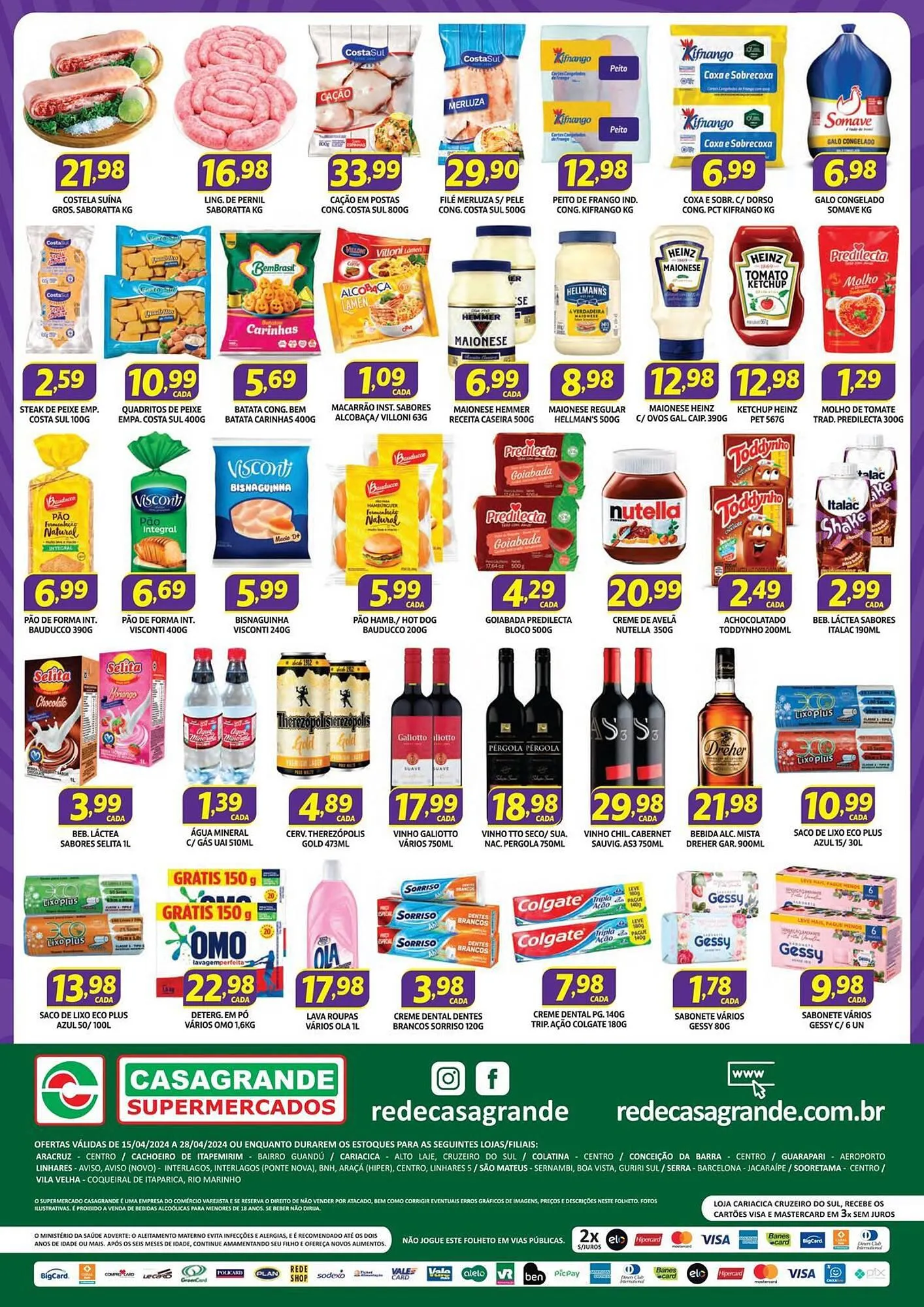 Encarte de Catálogo Casagrande Supermercados 15 de abril até 28 de abril 2024 - Pagina 2