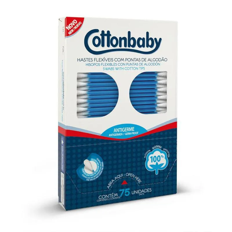 Haste Flexível Cartucho Com 75 Unidades - Cottonbaby