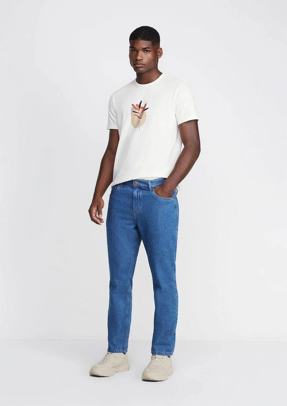 Calça Jeans Masculina Em Algodão Reta - Azul