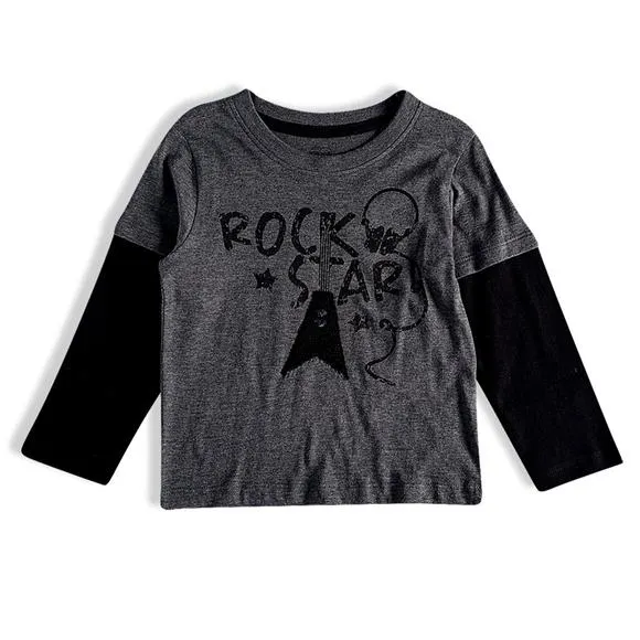 camiseta manga longa meia malha 100% algodão toddler