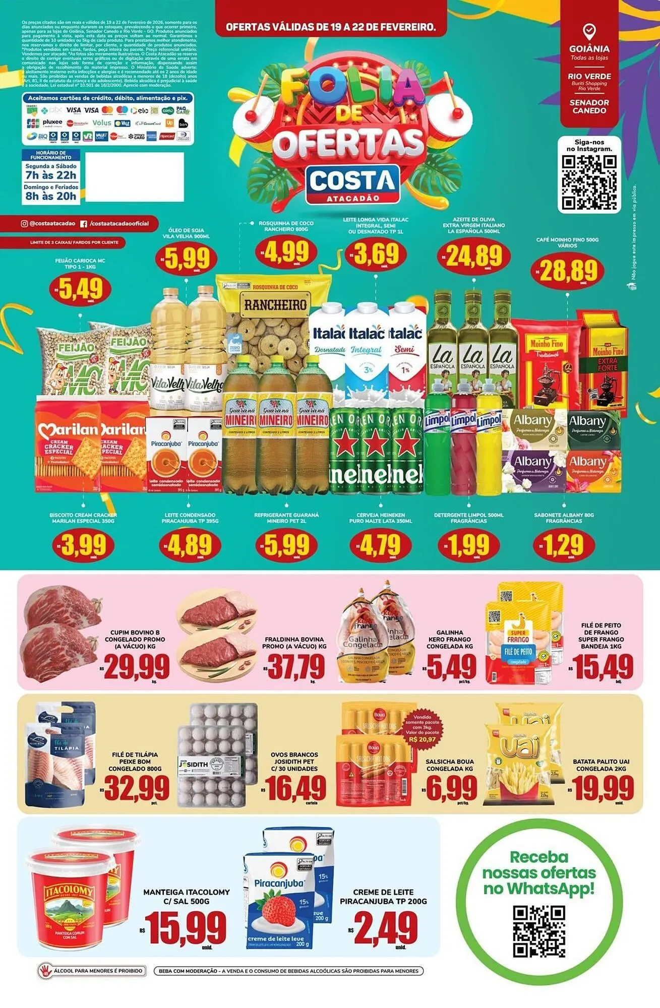 Encarte de Tabloide Costa Atacadão 19 de fevereiro até 22 de fevereiro 2026 - Pagina 1