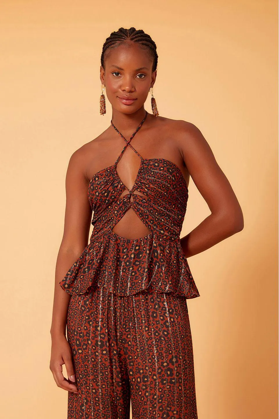 Blusa Lurex Estampa Nina