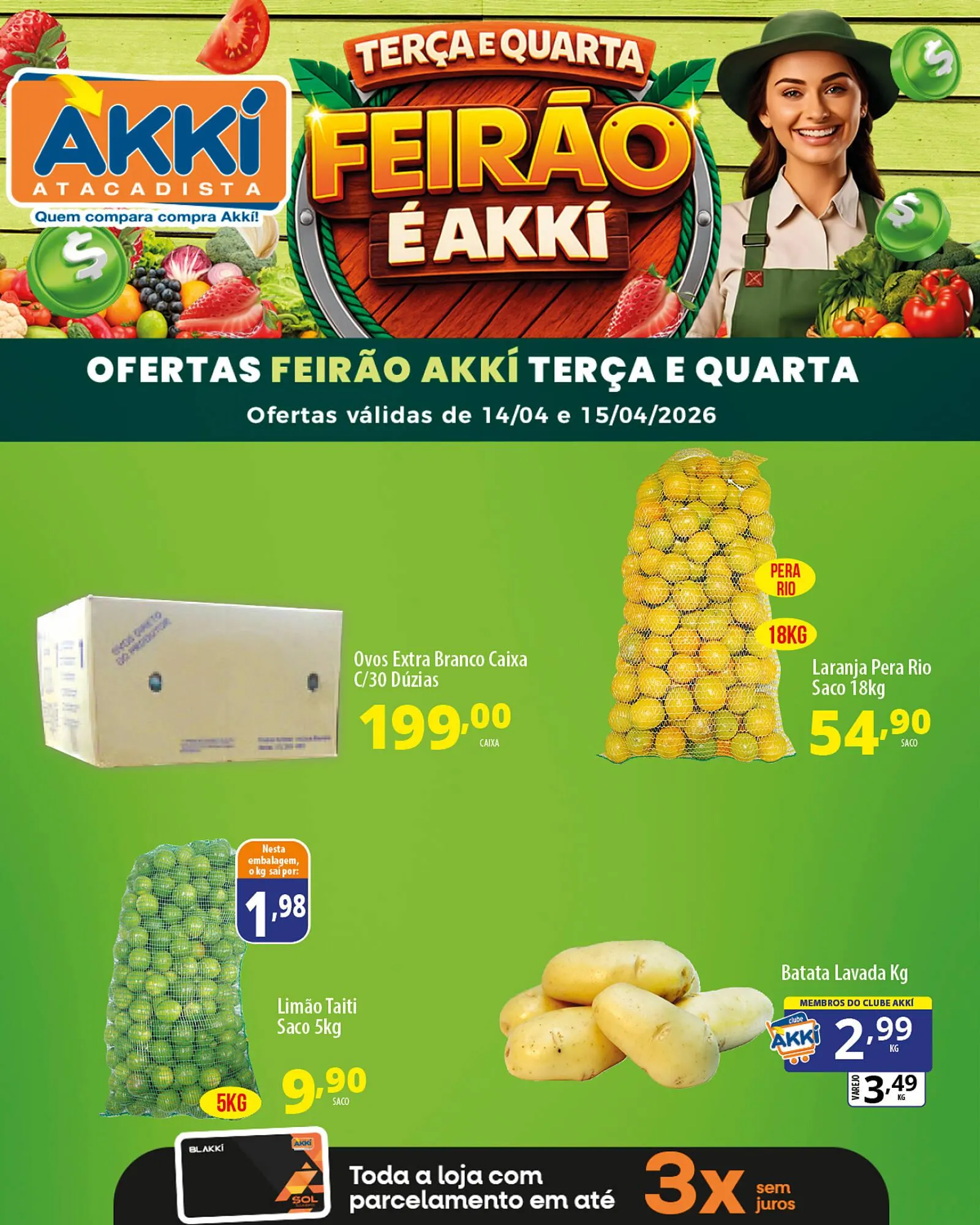 Encarte de Folheto Akki Atacadista 14 de abril até 15 de abril 2026 - Pagina 1