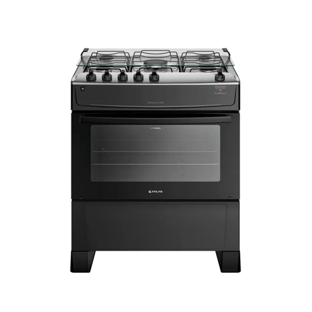 Fogão 5 Bocas Mônaco Top Atlas com Mesa Inox Forno Limpa Fácil 300001641 Bivolt