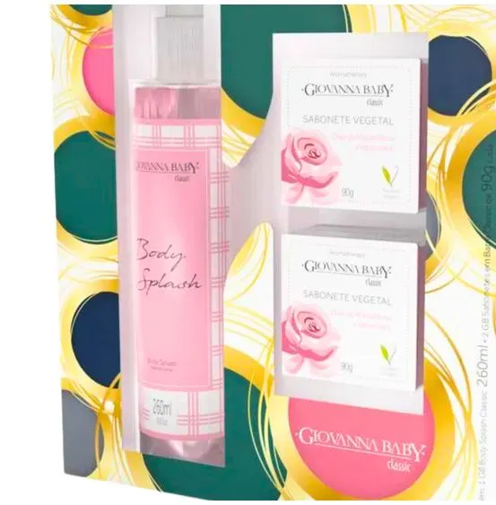 Kit Body Splash e 2 Sabonetes Vegetais Giovanna Baby Classic