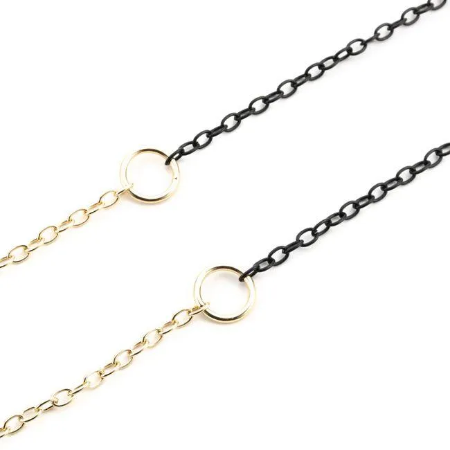 Corrente Preta e Dourada com Detalhe em Aro