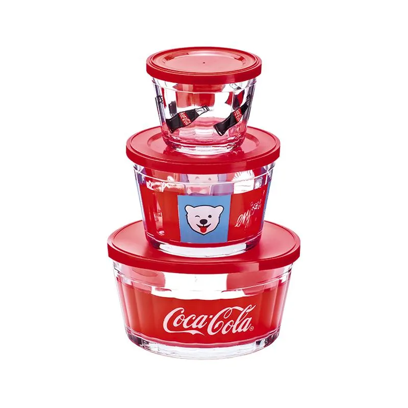 Kit 3 potes de vidro Coca-Cola