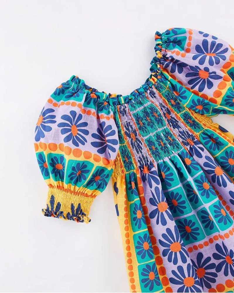 Vestido Azulejo Floral