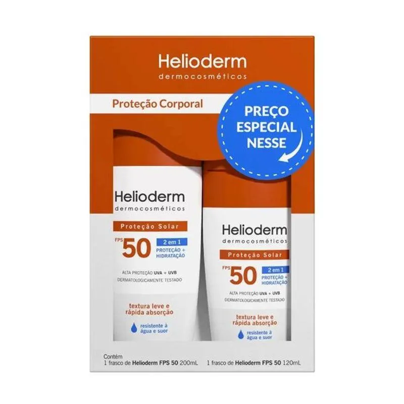 Protetor Helioderm Fps50 200ml + Protetor Fps50 120ml Kley