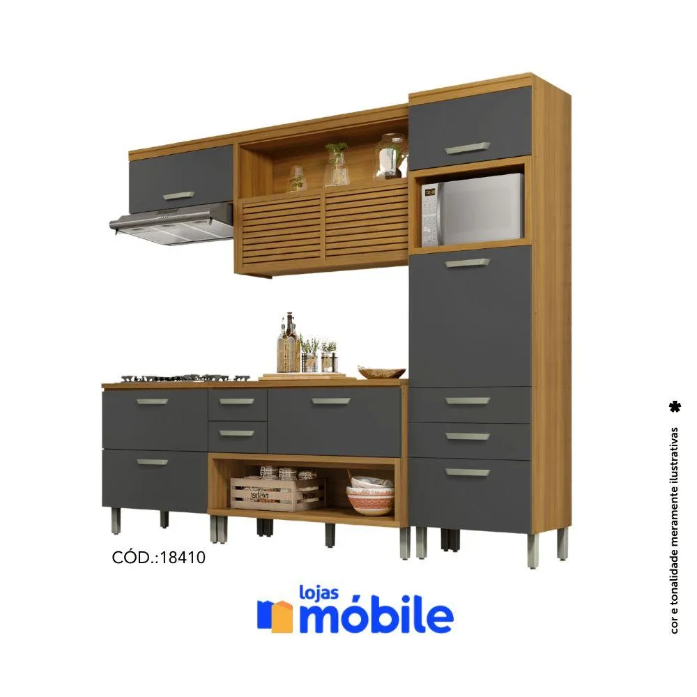 Cozinha Completa 4 Peças, 6 Portas, 6 Gavetas e 1 Nicho (18410)