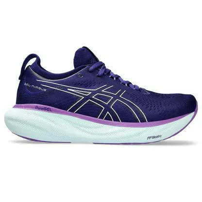 Tênis ASICS GEL-Nimbus 25 - Feminino - Roxo e Branco com Violeta e Azul