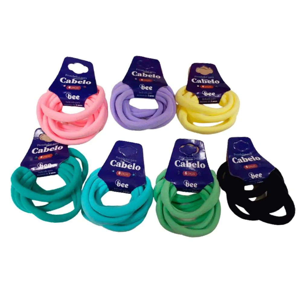 Kit Prendedor Cabelo Redondo Nylon E Borracha Sortido 6 Peças - bee