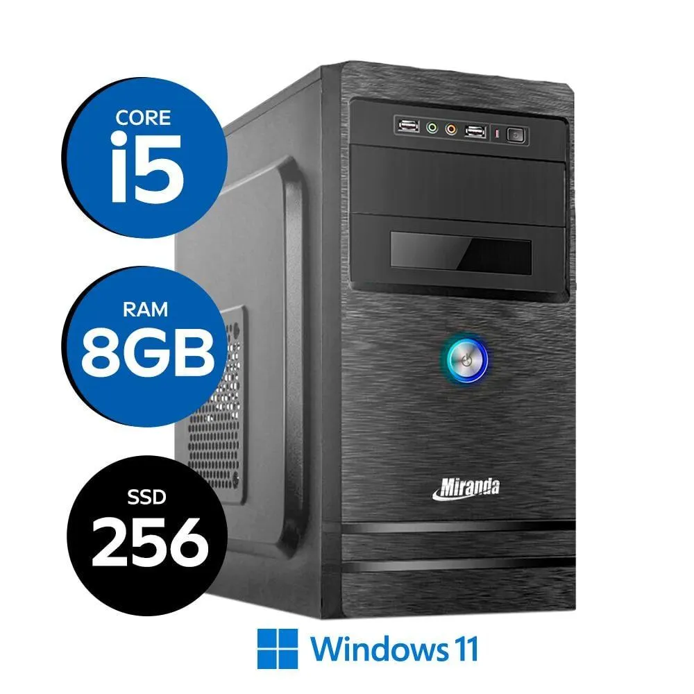 Computador Miranda Core i5-12400, Memória 8GB, SSD 256GB NVMe, Windows 11, LOGIN