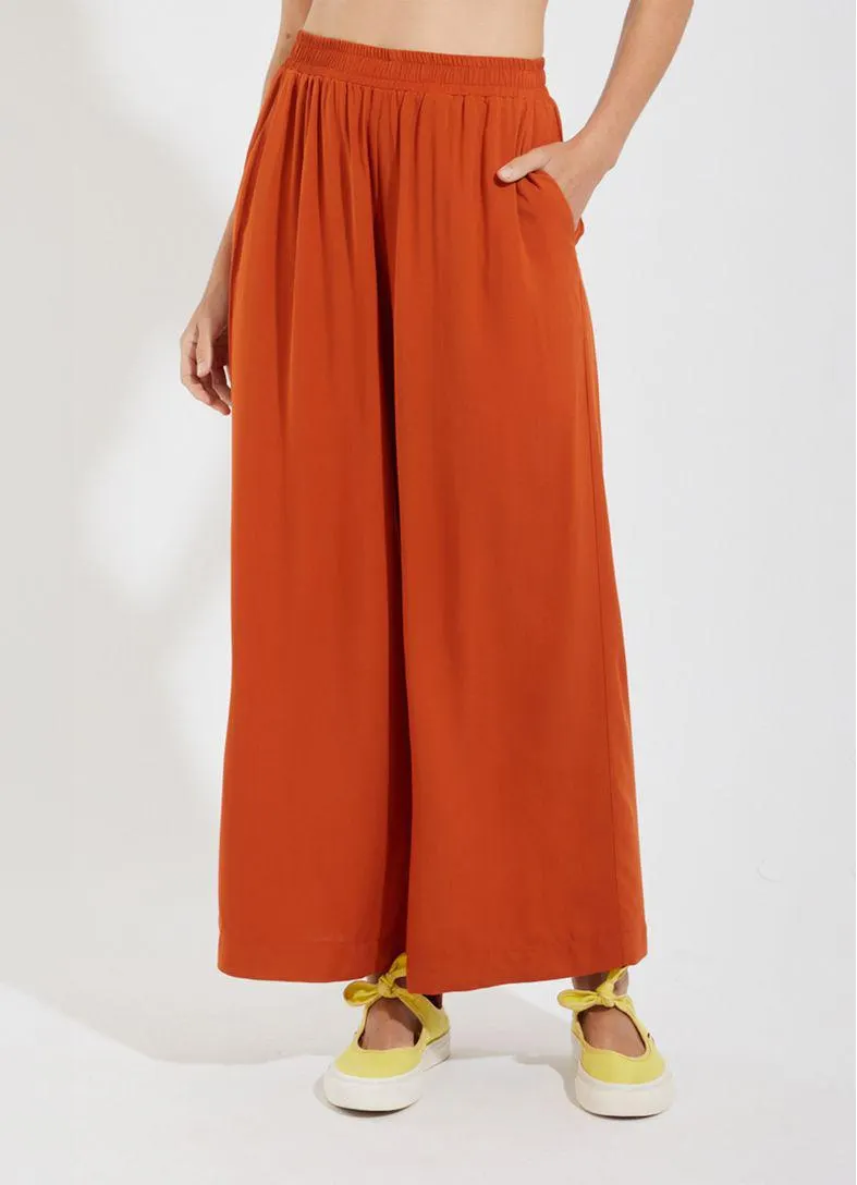 Calça viscose lisa color marrom