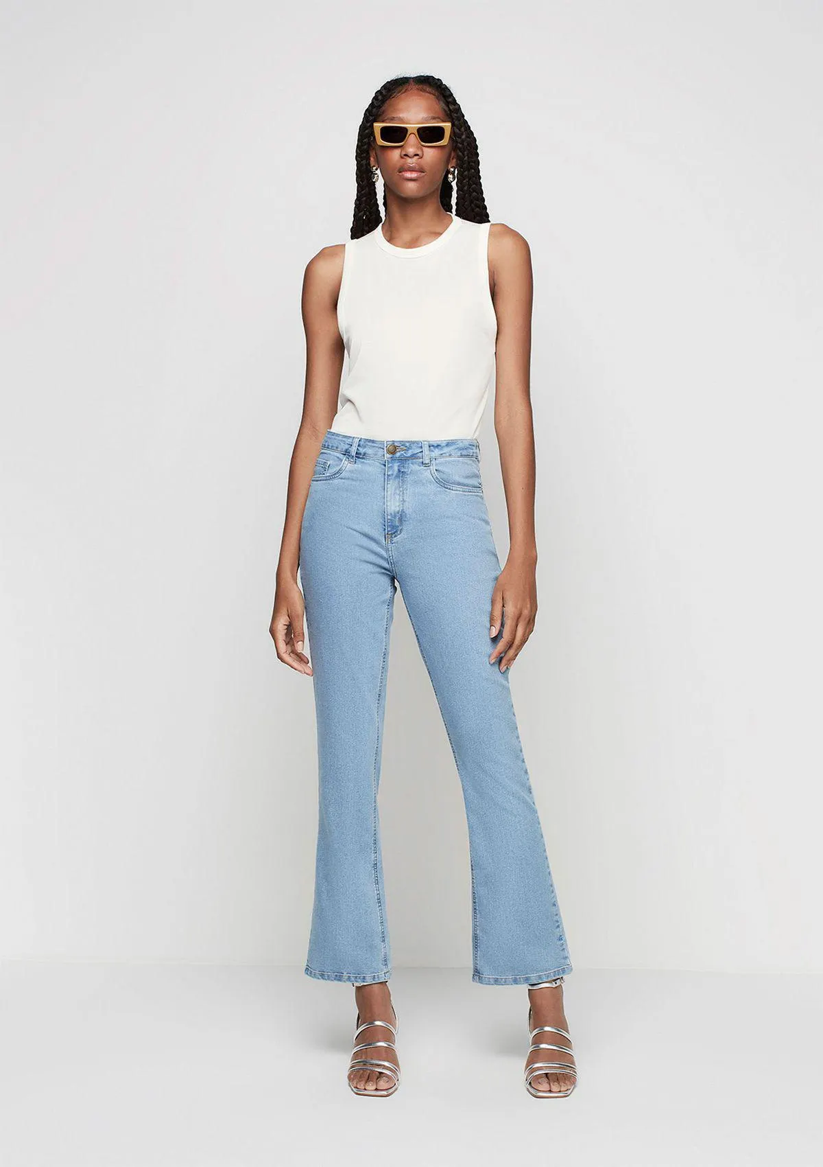 Calça Jeans Bootcut Petit Cintura Média - Azul