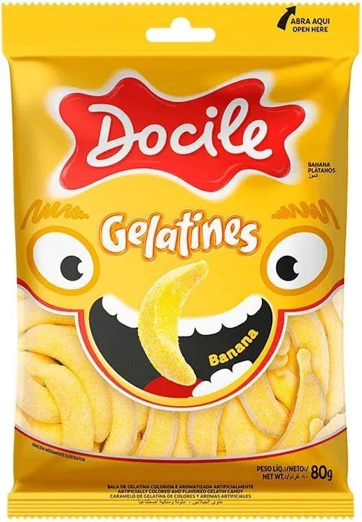 Bala De Gelatina Docile Banana 80g