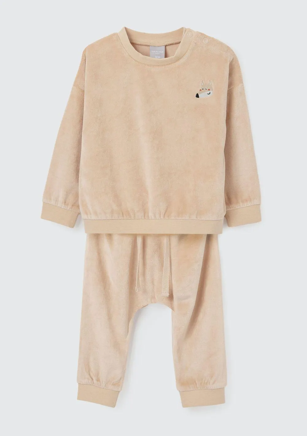 Conjunto Longo Bebê Unissex Em Plush - Bege