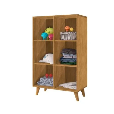 Estante Montessoriana Cristal 6 nichos com Pés de Madeira 1,30m Nature J&A