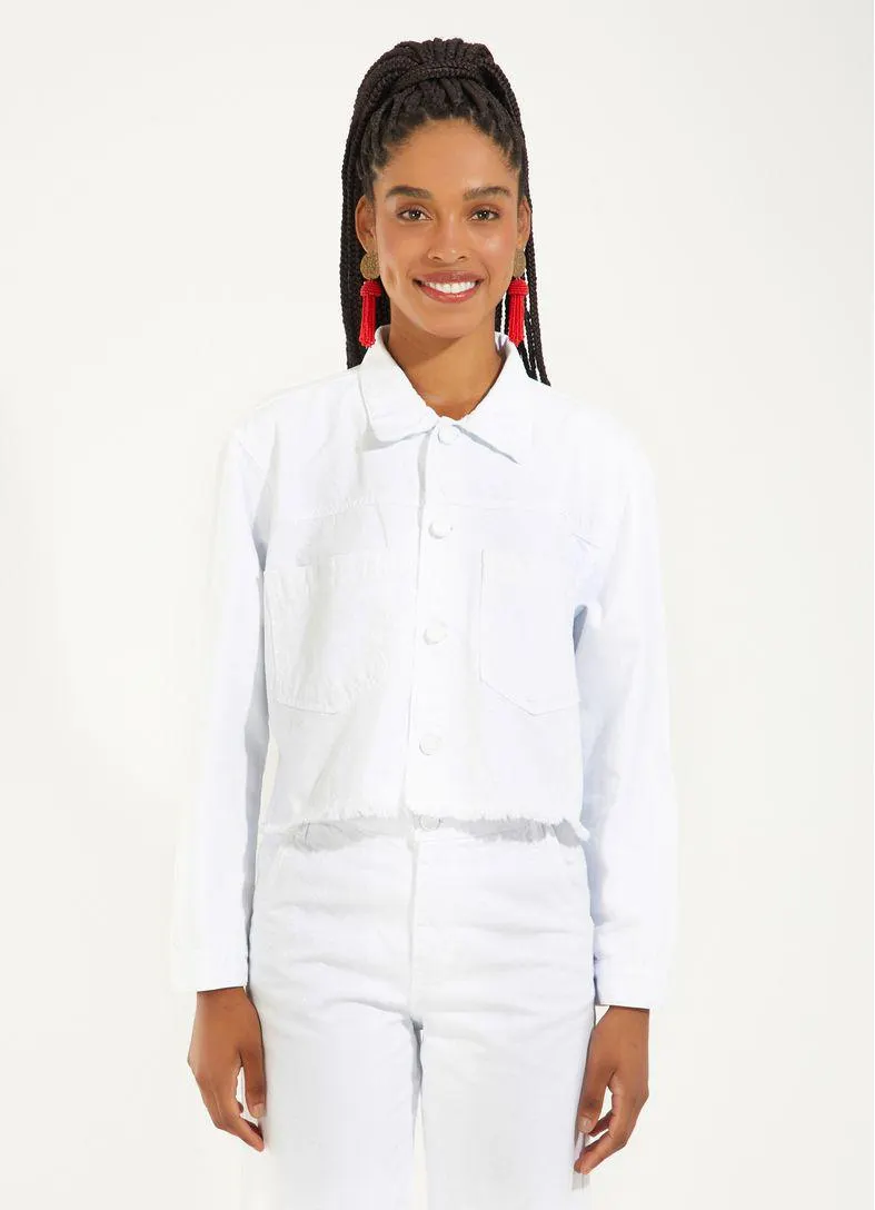 Jaqueta sarja color barra desfiada branco