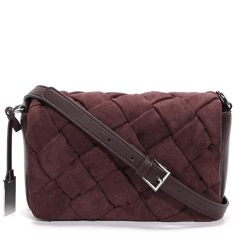 Bolsa transversal tressê de camurça vinho